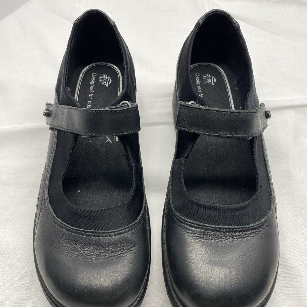 ABEO 24/7 Brea Black Leather Mary Jane Comfort Shoes Women's Size 8 M EUC